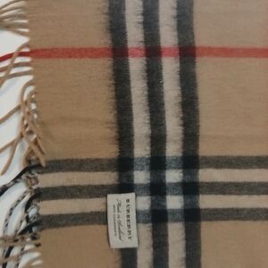 Burberry Classic Tan and Red Plaid Scarf